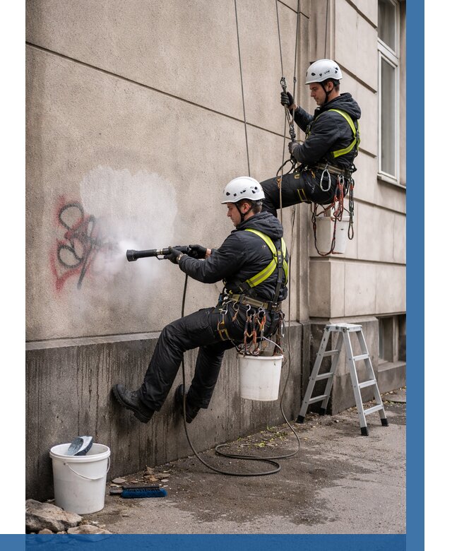 Удаление граффити с фасада в Благовещенске от 4571 р. | ВЫСОТНИК-Бгн