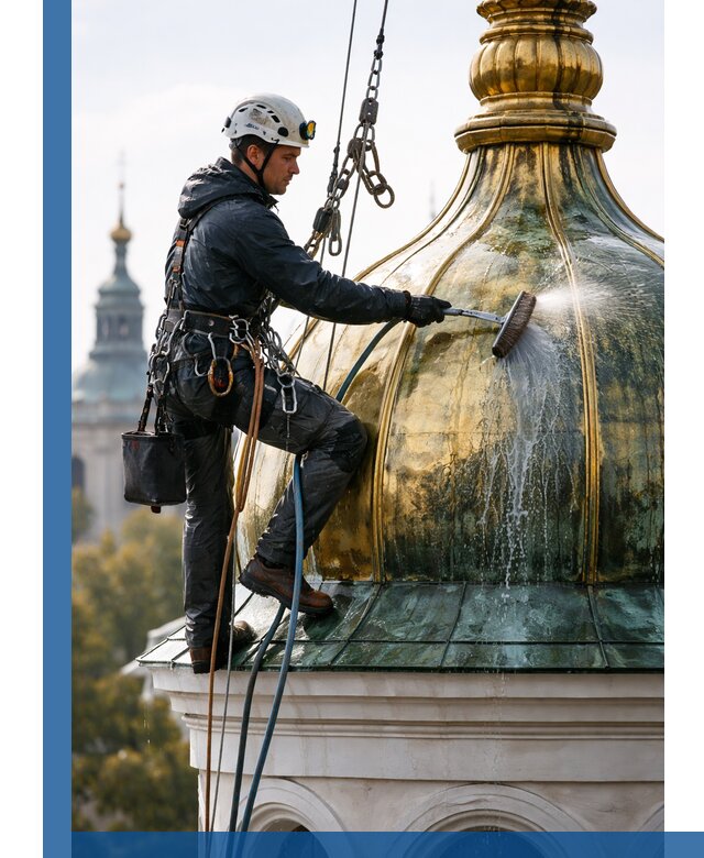 Профессиональная мойка куполов и шпилей высотными альпинистами в Благовещенске