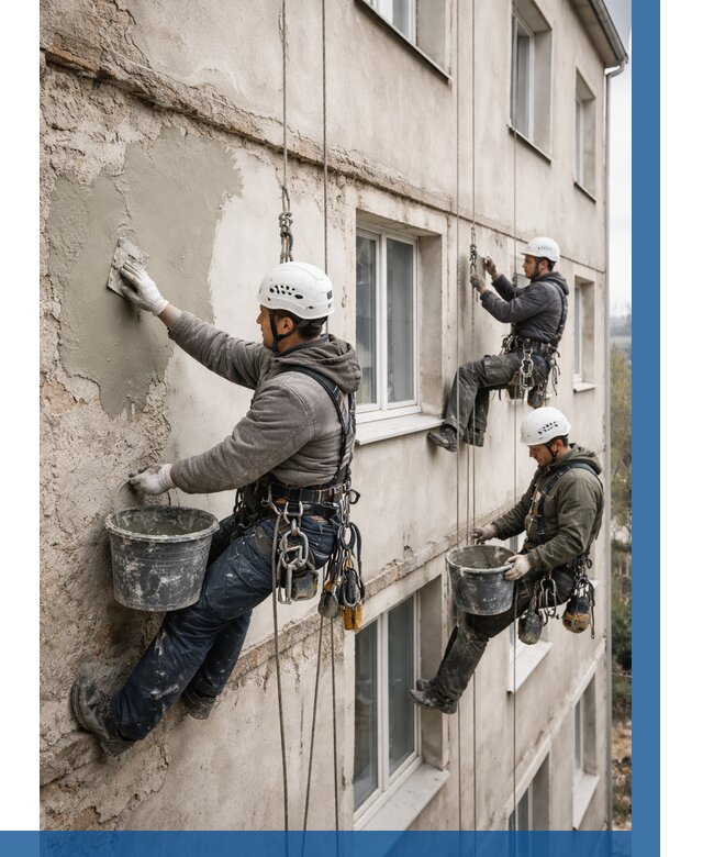 Ремонт штукатурного фасада в Благовещенске от 762 р. под ключ | ВЫСОТНИК-Бгн