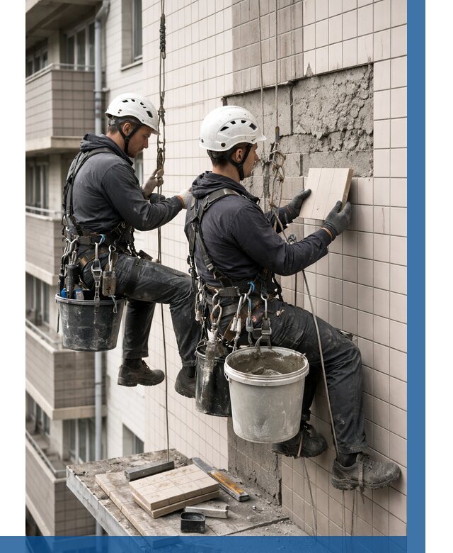 Ремонт облицовки фасада плиткой в Благовещенске от 1828 р. | ВЫСОТНИК-Бгн