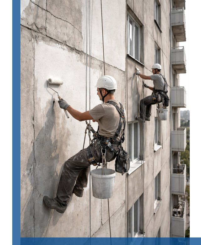 Покраска бетонного фасада в Благовещенске для жилых и промышленных объектов