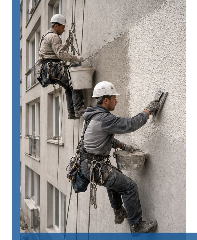 Нанесение декоративной штукатурки короед на фасад в Благовещенске