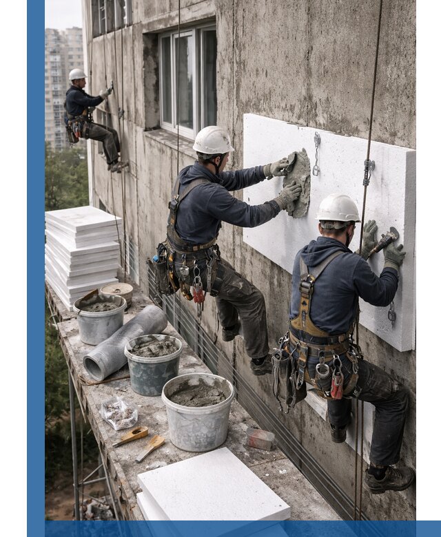 Утепление фасада пенополистиролом в Благовещенске под ключ