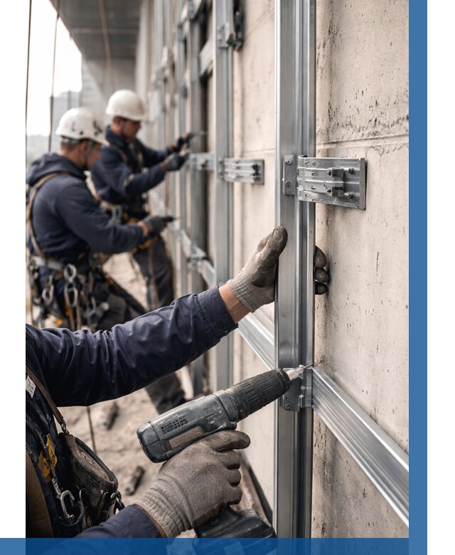 Монтаж подсистемы вентфасада в Благовещенске от 863 р. | ВЫСОТНИК-Бгн