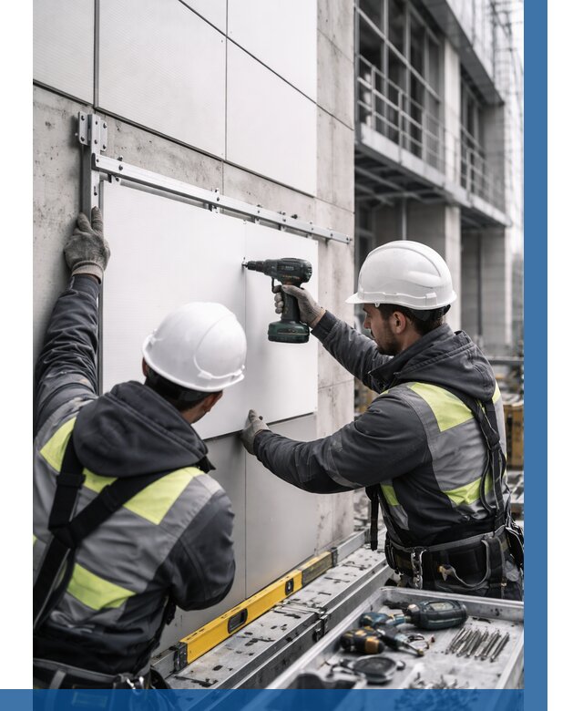 Монтаж композитных панелей фасада в Благовещенске от 2539 р. | ВЫСОТНИК-Бгн