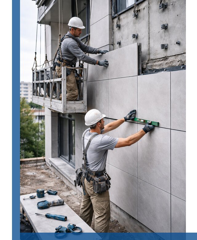 Монтаж керамогранита на фасад в Благовещенске под ключ с гарантией качества