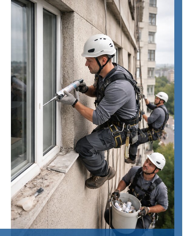 Герметизация оконных швов снаружи в Благовещенске от 1524 р. | ВЫСОТНИК-Бгн