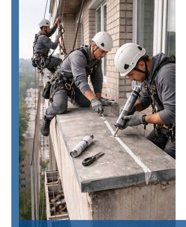 Герметизация балконного козырька в Благовещенске профессионально