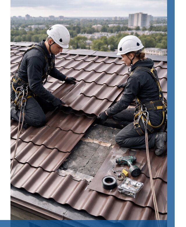 Ремонт металлочерепицы на крыше в Благовещенске от 914 р. | ВЫСОТНИК-Бгн