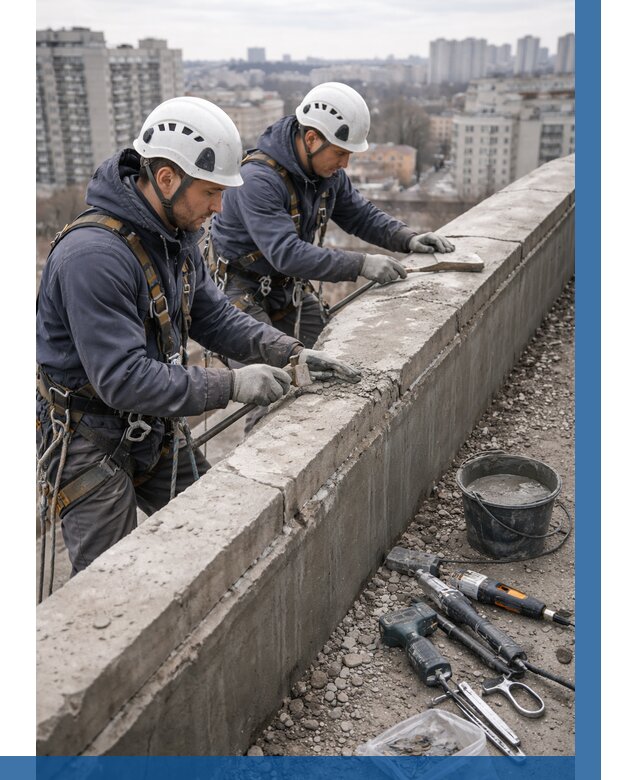 Ремонт парапета на кровле в Благовещенске от 1524 р. | ВЫСОТНИК-Бгн