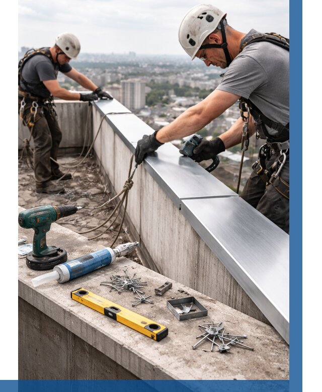 Монтаж парапетных крышек в Благовещенске от 813 р. | ВЫСОТНИК-Бгн