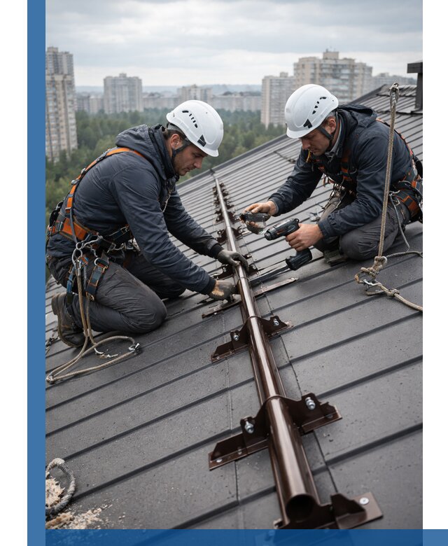 Монтаж снегозадержателей на кровле зданий в Благовещенске под ключ