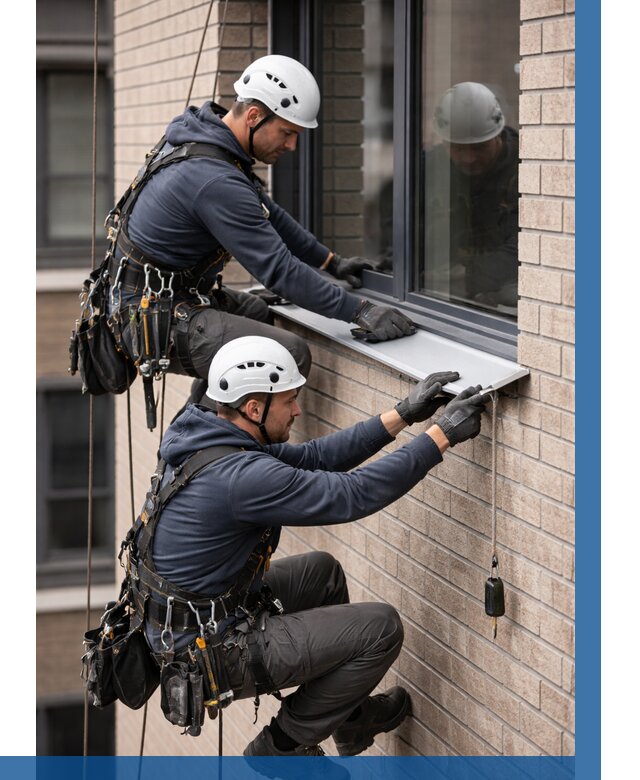 Монтаж оконных отливов под ключ в Благовещенске от 3555 р. | ВЫСОТНИК-Бгн