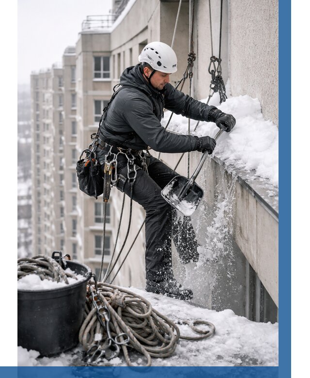 Очистка карнизов от снега в Благовещенске от 305 р. | ВЫСОТНИК-Бгн