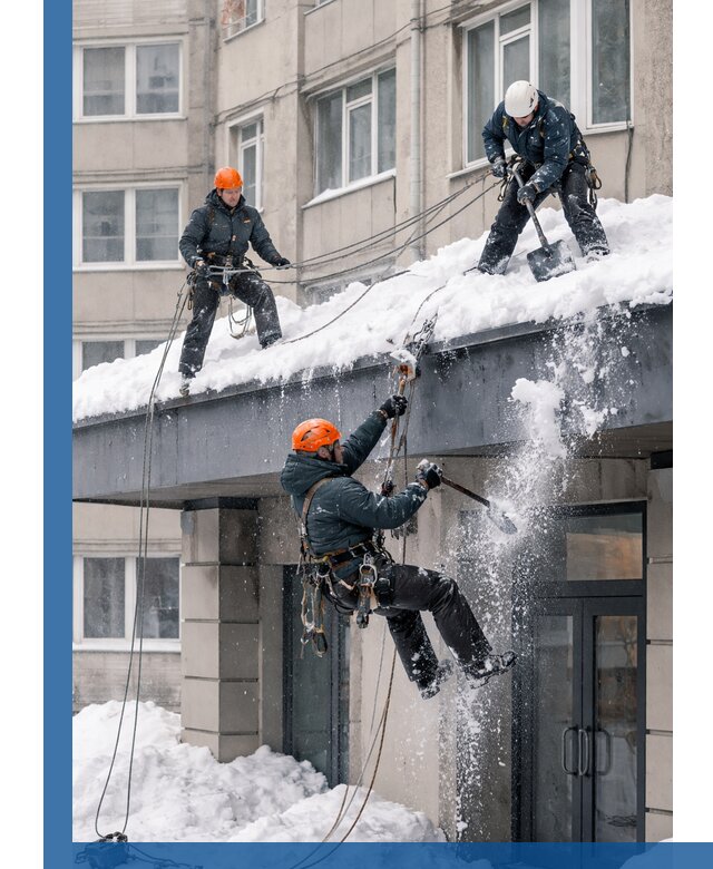 Безопасная очистка навесов от снега в Благовещенске круглогодично