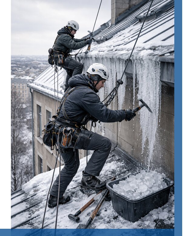 Удаление наледи с кровли в Благовещенске от 5586 р. | ВЫСОТНИК-Бгн