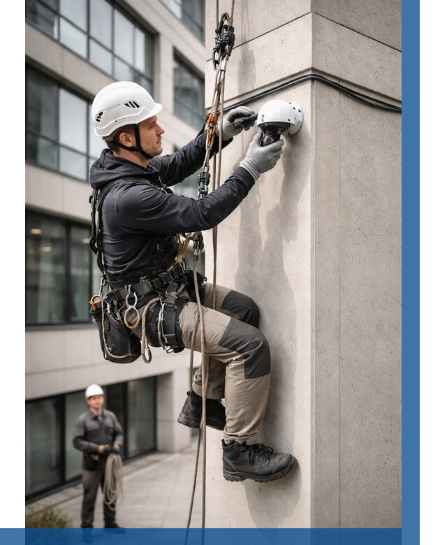 Монтаж камер видеонаблюдения на фасаде в Благовещенске от 8633 р.-ВЫСОТНИК-Бгн