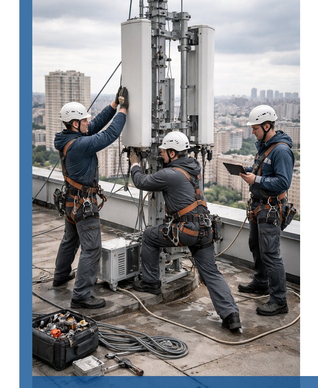 Монтаж антенн связи на крыше в Благовещенске с вводом в эксплуатацию