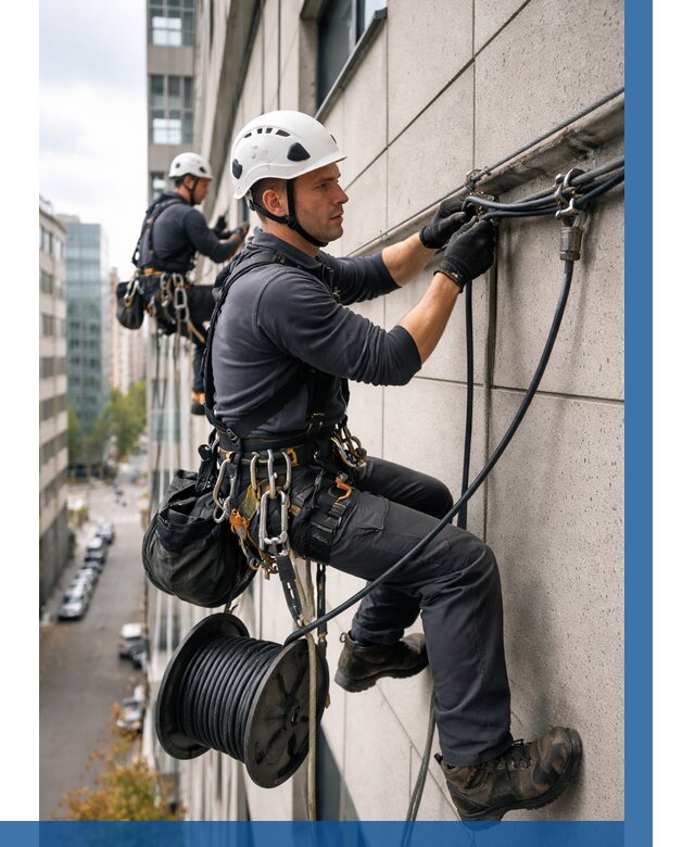 Прокладка кабеля по фасаду в Благовещенске от 355 р. | ВЫСОТНИК-Бгн