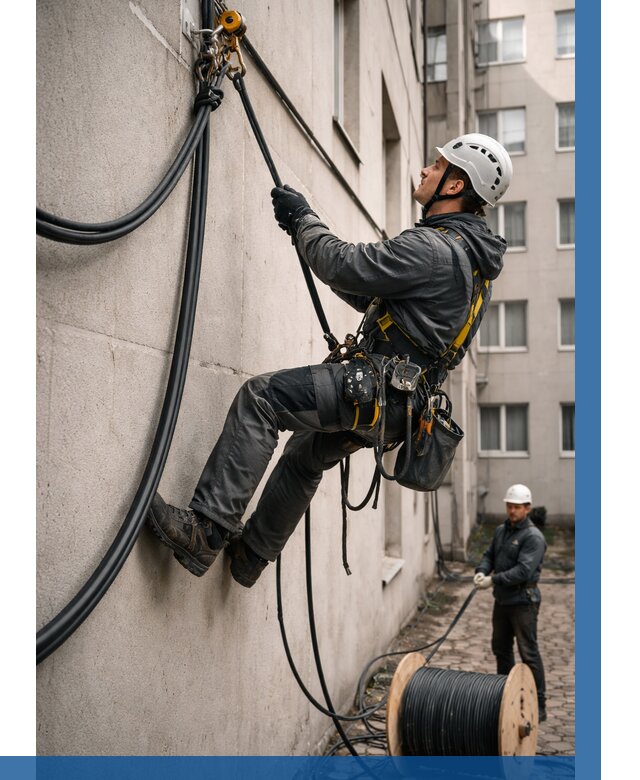 Протяжка кабеля питания на высоте в Благовещенске от 457 р. | ВЫСОТНИК-Бгн