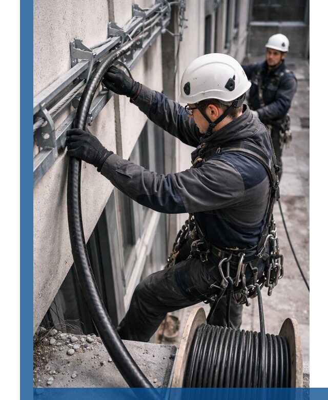 Протяжка кабеля питания на высоте в Благовещенске с гарантией безопасности и качества