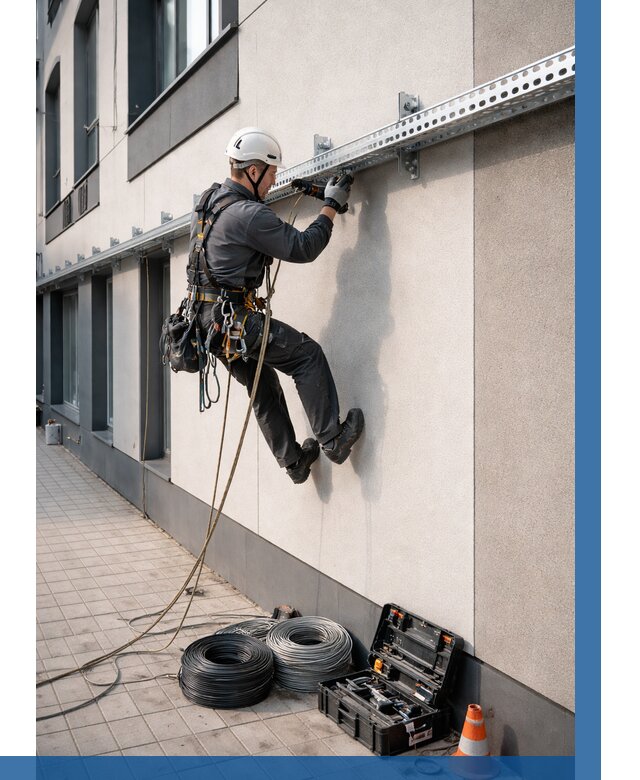 Монтаж кабельных лотков на фасаде в Благовещенске от 1219 р. | ВЫСОТНИК-Бгн