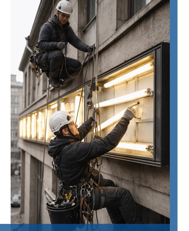 Замена ламп в вывеске в Благовещенске под ключ от 3555 р. | ВЫСОТНИК-Бгн