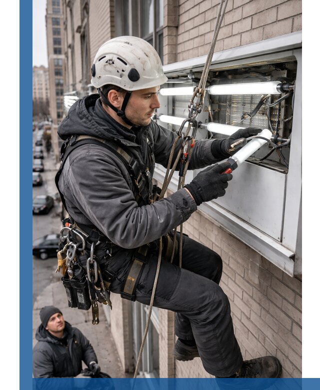 Профессиональная замена ламп в наружной вывеске в Благовещенске