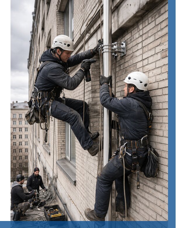 Монтаж флагштока на здании в Благовещенске от 6602 р. | ВЫСОТНИК-Бгн