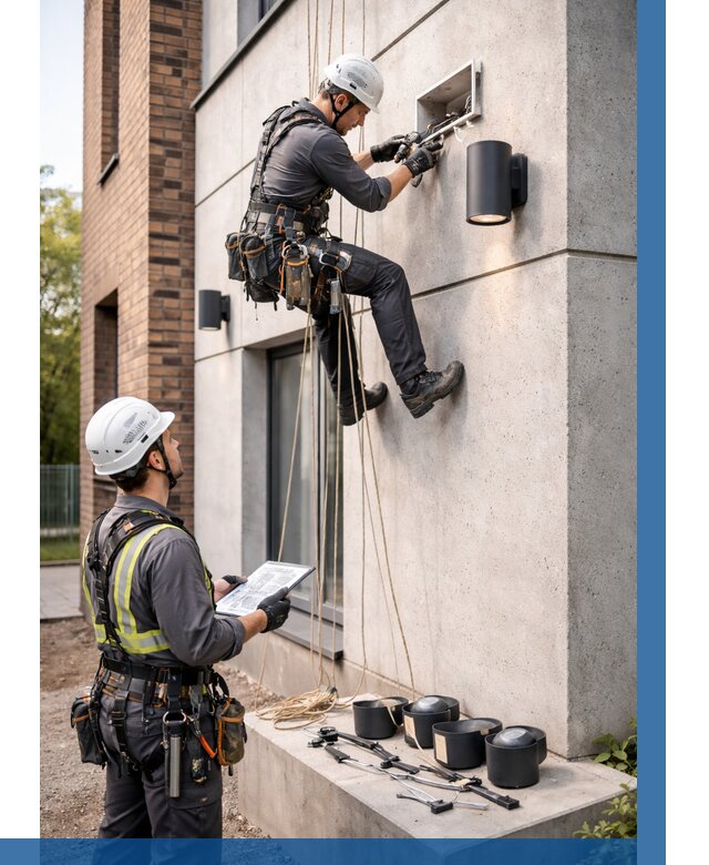 Монтаж фасадного освещения в Благовещенске от 2539 р. | ВЫСОТНИК-Бгн