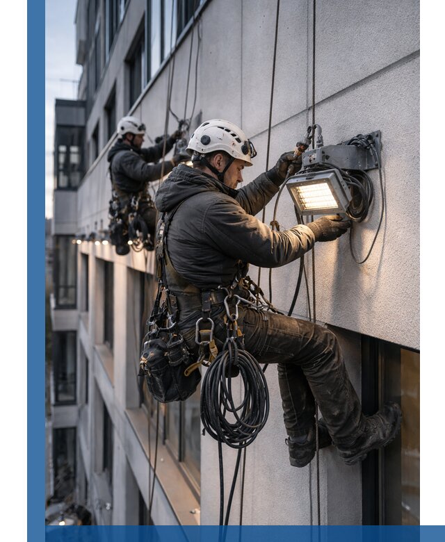Монтаж фасадного освещения в Благовещенске установка и подключение