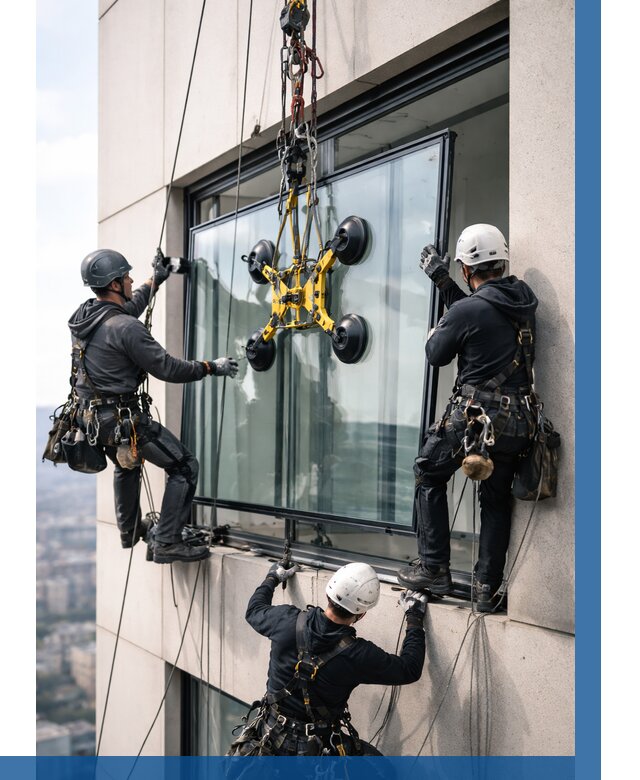 Монтаж стеклопакетов на высоте в Благовещенске от 3250 р. | ВЫСОТНИК-Бгн