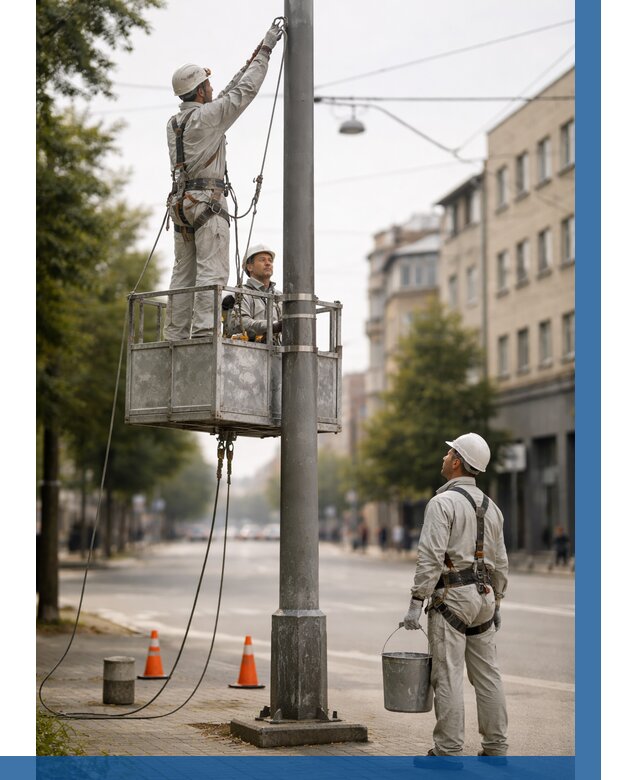 Покраска опор освещения в Благовещенске от 5079 р. | ВЫСОТНИК-Бгн