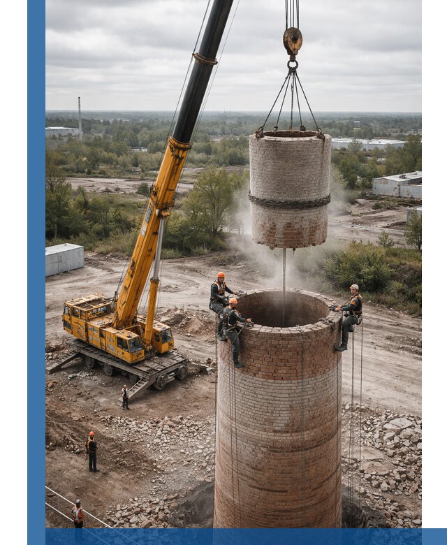 Демонтаж дымовой трубы в Благовещенске с гарантиями безопасности
