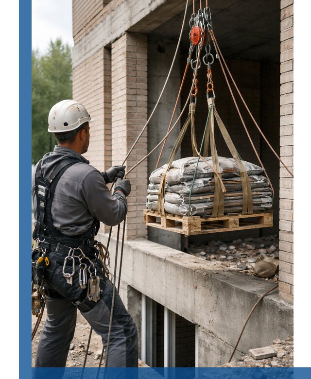 Подъем материалов на этаж веревками в Благовещенске оперативно