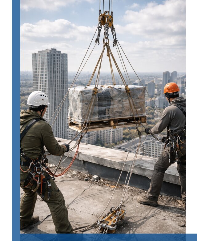 Подъем и монтаж крупногабаритных грузов на крышу в Благовещенске