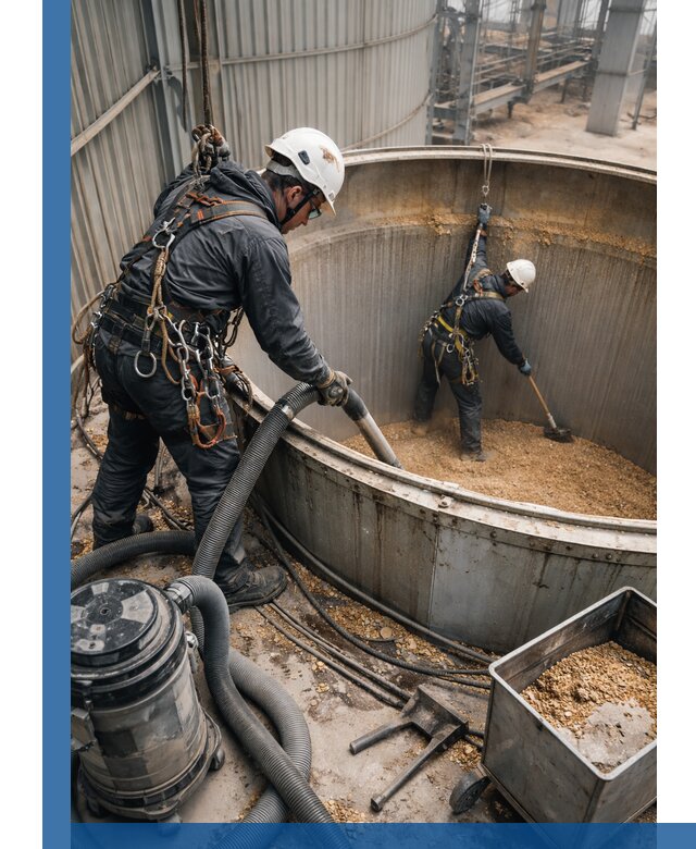 Профессиональная чистка зерновых бункеров в Благовещенске с выездом