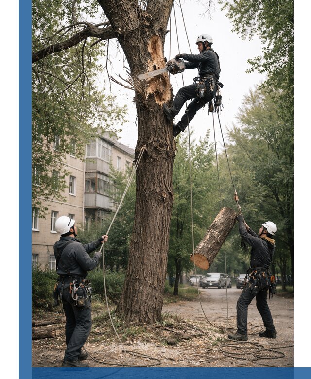 Срочное удаление аварийных деревьев в Благовещенске с гарантией безопасности